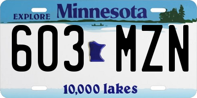 MN license plate 603MZN