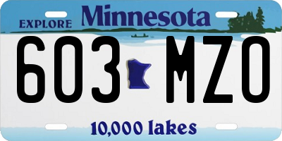MN license plate 603MZO
