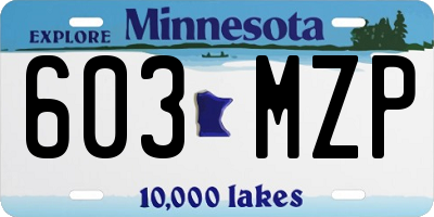 MN license plate 603MZP