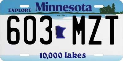 MN license plate 603MZT