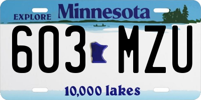 MN license plate 603MZU