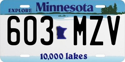 MN license plate 603MZV