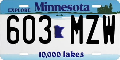MN license plate 603MZW