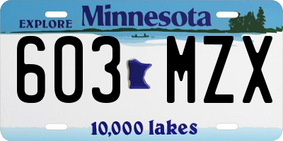 MN license plate 603MZX