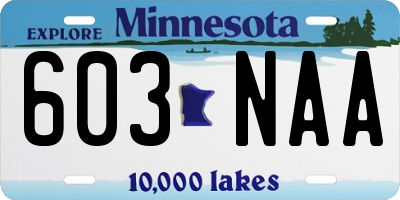 MN license plate 603NAA