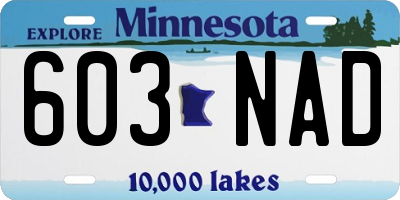MN license plate 603NAD