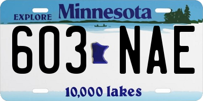 MN license plate 603NAE