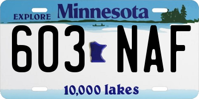 MN license plate 603NAF