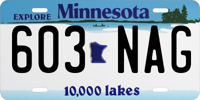 MN license plate 603NAG