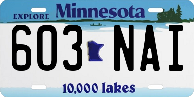 MN license plate 603NAI