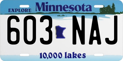 MN license plate 603NAJ