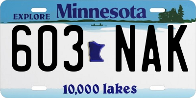 MN license plate 603NAK