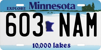 MN license plate 603NAM