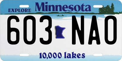 MN license plate 603NAO