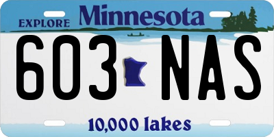 MN license plate 603NAS