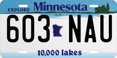 MN license plate 603NAU