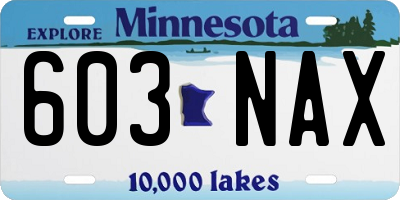 MN license plate 603NAX
