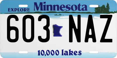 MN license plate 603NAZ