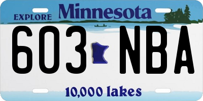 MN license plate 603NBA