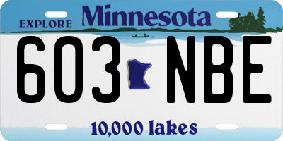 MN license plate 603NBE