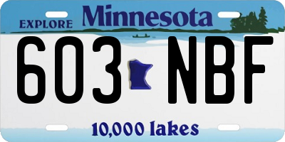 MN license plate 603NBF