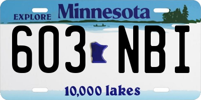MN license plate 603NBI