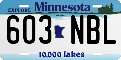 MN license plate 603NBL