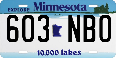 MN license plate 603NBO