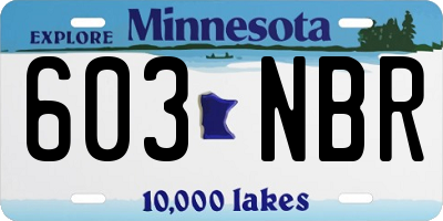MN license plate 603NBR