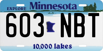MN license plate 603NBT