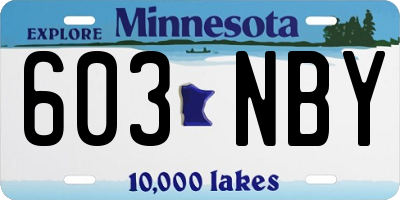 MN license plate 603NBY