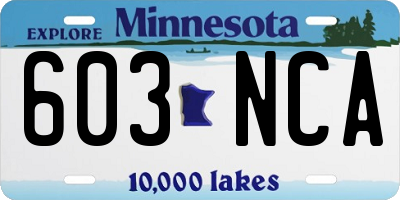 MN license plate 603NCA