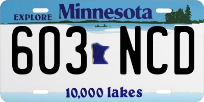 MN license plate 603NCD