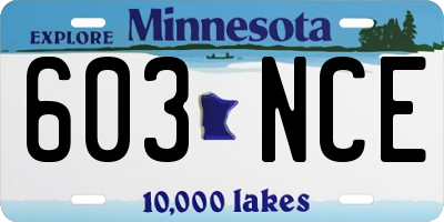 MN license plate 603NCE
