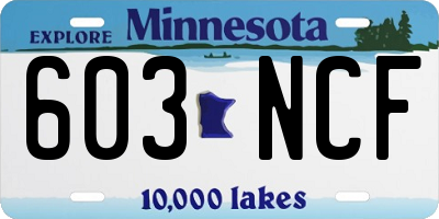MN license plate 603NCF