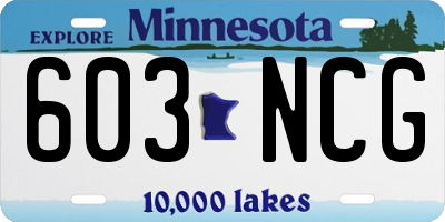 MN license plate 603NCG