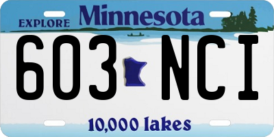 MN license plate 603NCI