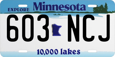 MN license plate 603NCJ