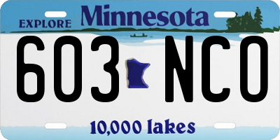 MN license plate 603NCO