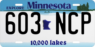 MN license plate 603NCP