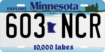 MN license plate 603NCR