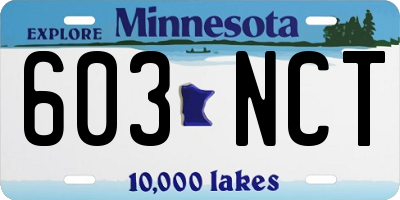 MN license plate 603NCT