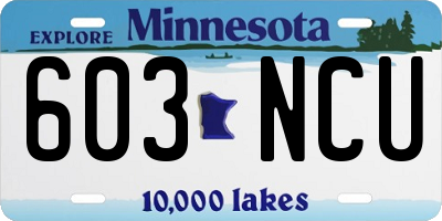 MN license plate 603NCU