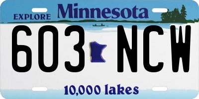 MN license plate 603NCW