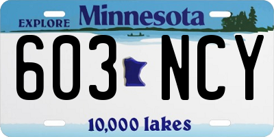 MN license plate 603NCY