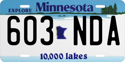 MN license plate 603NDA