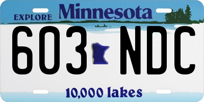 MN license plate 603NDC
