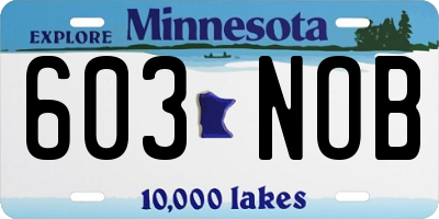 MN license plate 603NOB