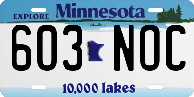 MN license plate 603NOC