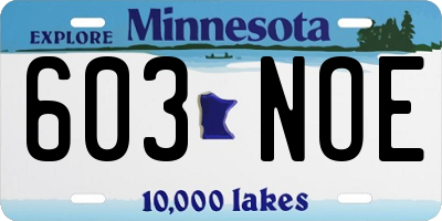 MN license plate 603NOE
